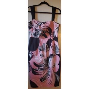 Elie Tahari 10 Ginny Couture Dress Strap Sheath Tropical Miami Deco Print Lined